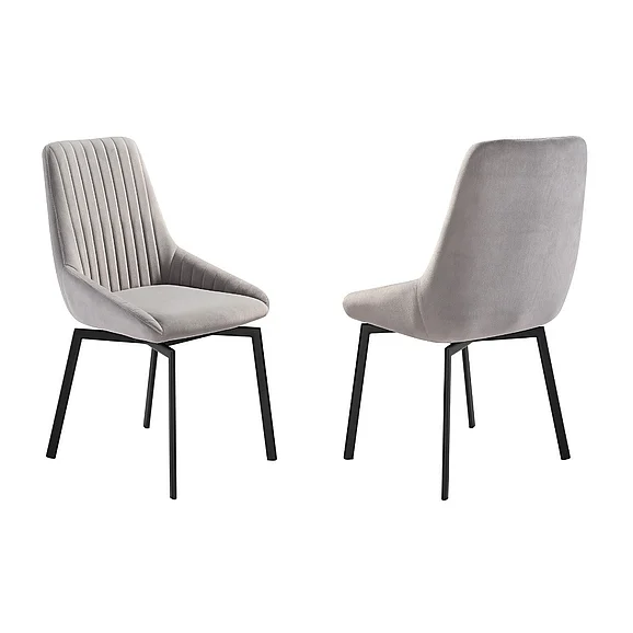 Armen Living Susie Swivel Upholstered Dining Chair in Gray Fabric (Set of 2) LCSUSIGRYBLK CLOSEOUT