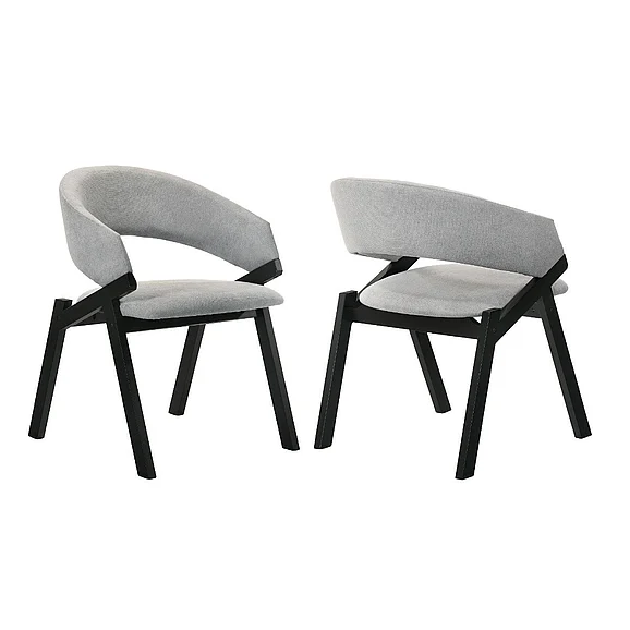 Armen Living Talulah Gray Fabric and Black Veneer Dining Side Chairs (Set of 2) LCTASIGRBL