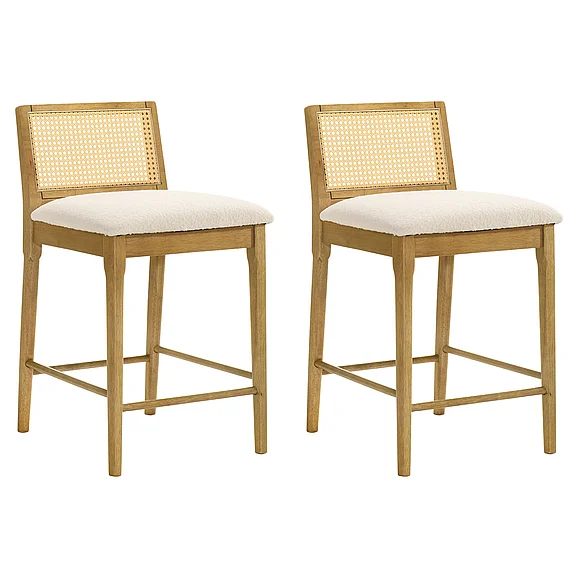 Armen Living Tobias Counter Stool in Amber Glow with White Boucle Fabric (Set of 2) LCTBBAWHAG262PC