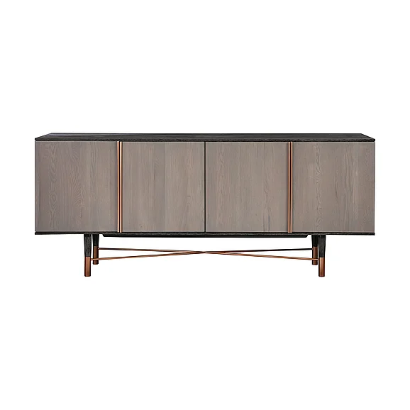 Armen Living Turin Rustic Oak Sideboard Cabinet with Copper Accent LCTNBUBL CLOSEOUT