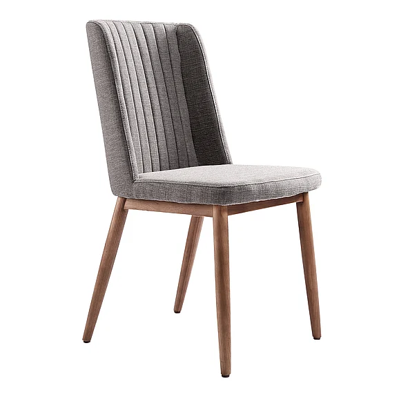 Armen Living Wade Dining Chair in Walnut and Gray Fabric (Set of 2) LCWDSIGR CLOSEOUT