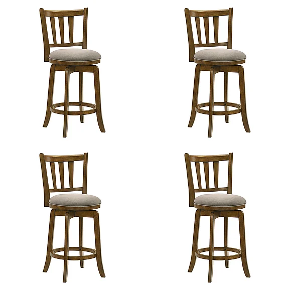 Armen Living Wren Swivel Counter Stool in Sepia Brown with Static Gray Fabric (Set of 4) LCWRBASGSB264PC