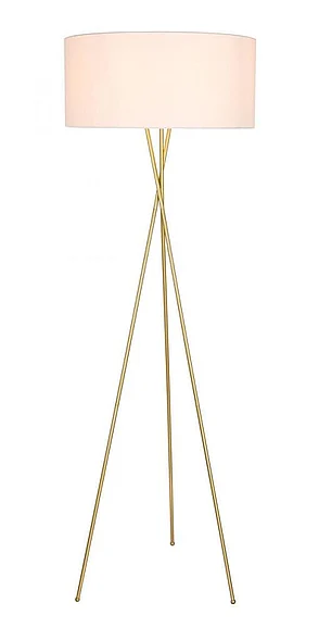 Elegant Cason 1 Light Brass and White Shade Floor Lamp LD6191BR