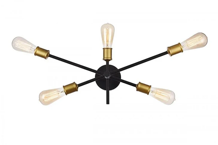 Elegant Axel Collection Wall Sconce D24.7 H9.9 LT:5 Black and Brass Finish LD8003W24BK