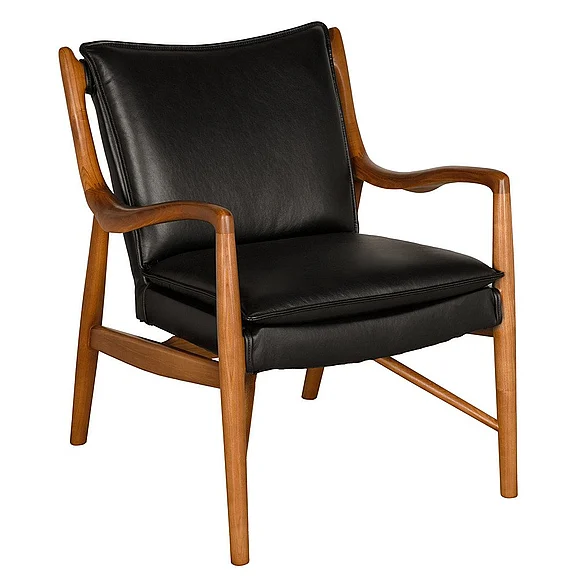 Noir Furniture Weston Chair with Black Leather LEA-C006BLL