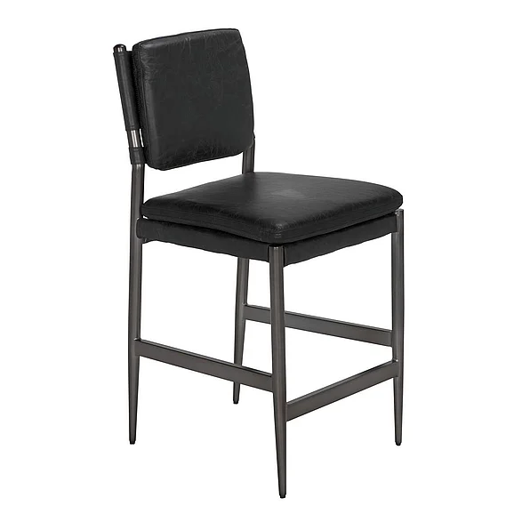 Noir Furniture Astor Counter Chair in Steel Gray Powder Coat and Ebony Black LEA-C0115F
