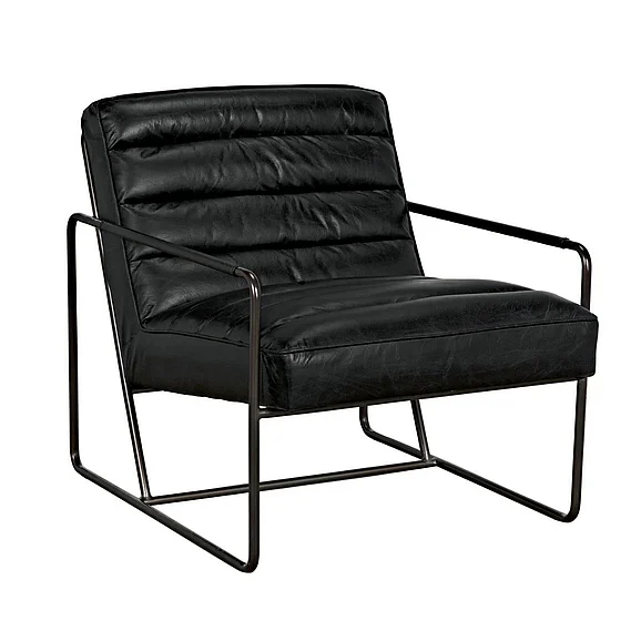 Noir Furniture Demeter Chair with Metal/Leather in Black Metal LEA-C0306-1D