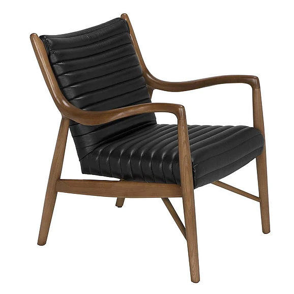 Noir Furniture Elton Chair in Dark Walnut and Onyx Black LEA-C0529-1D