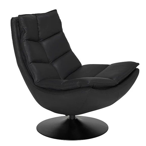 Noir Furniture Dante Swivel Chair in Santosa Matte Black and Black Powder Coat LEA-C543