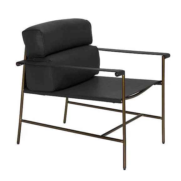 Noir Furniture Chet Chair in Bronze Powder Coat and Santosa Matte Black LEA-C0548A-1D CLOSEOUT