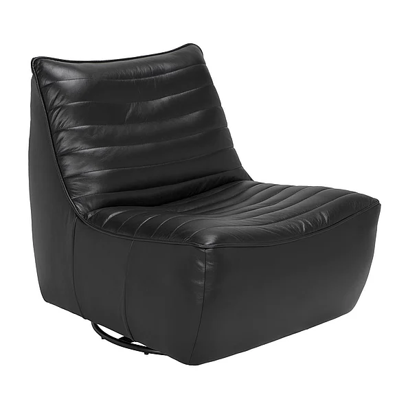 Noir Furniture Mcclain Swivel Single Sofa in Onyx Black LEA-S0591A-1A