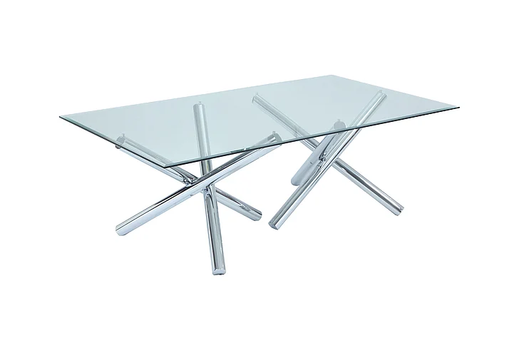 Chintaly Leatrice 44" x 84" Rectangular Glass Top Dining Table in Clear