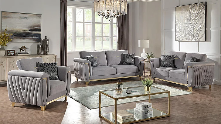 Galaxy Home Leena 2pc Living Room Set in Gray