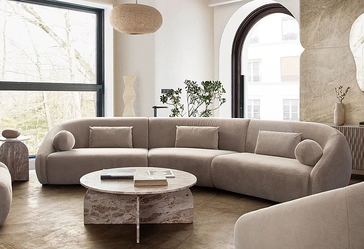 Diamond Sofa Lena 3pc Modular Set in Fawn Faux Alpaca Fabric