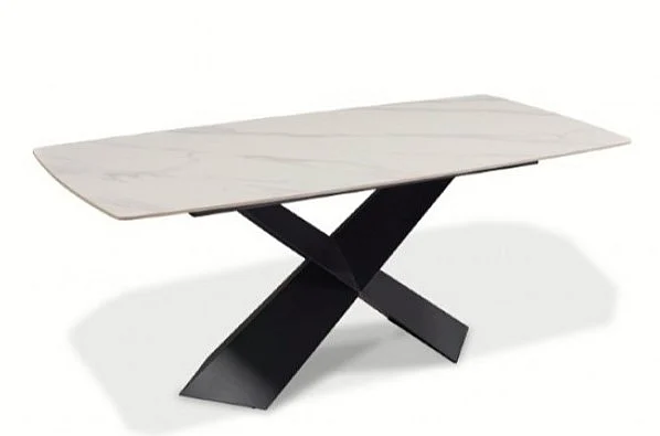 Furniture of America Lenvik Pedestal Dining Table in Black/White FM3700BK-T-TABLE