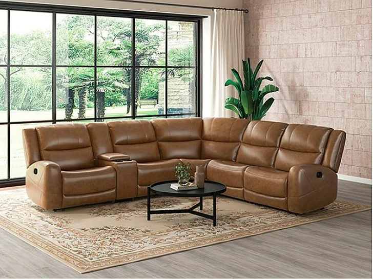 Furniture of America Leolinus Motion Sectional in Brown CM9989BR-M-SECT