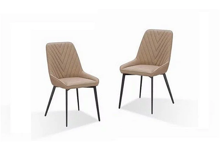 Modus Lucia Metal Leg Upholstered Dining Chair in Honey Synthetic Leather LEPJ63 (Set of 2)