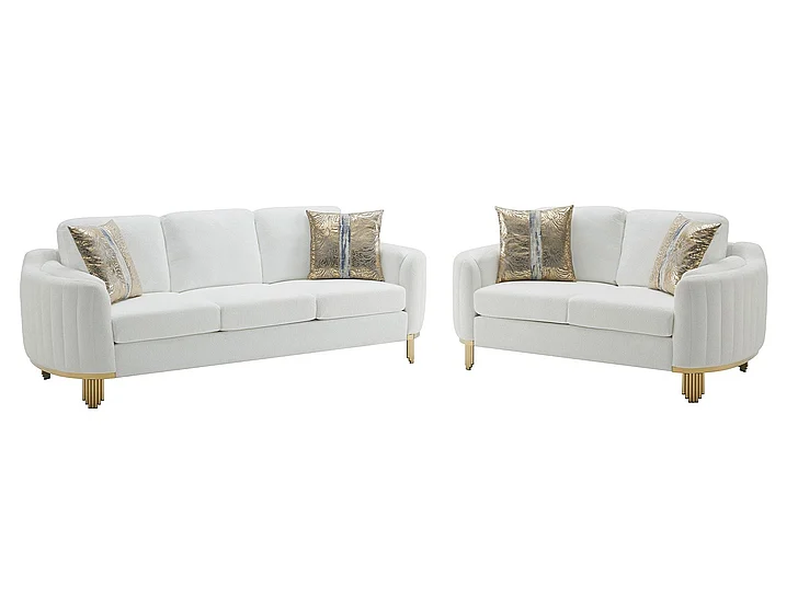 Cosmos Lexi 2pc Living Room Set in Cream