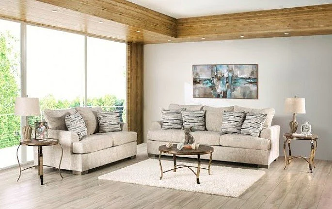 Furniture of America Leytonstone 2pc Living Room Set in Cream