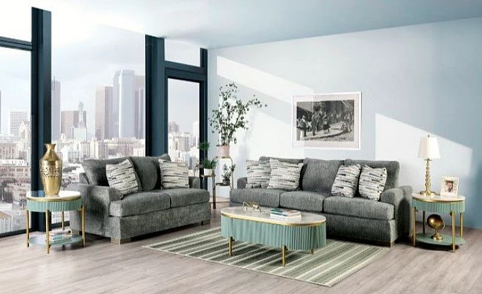 Furniture of America Leytonstone 2pc Living Room Set in Gray