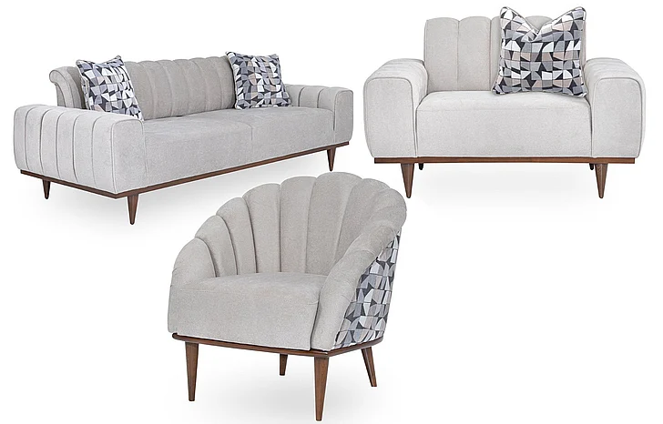 AICO Balboa 2pc Living Room Set in Warm Walnut
