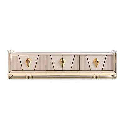 AICO Carmela Media Cabinet in Shimmer Ivory LFR-CRMA081-141