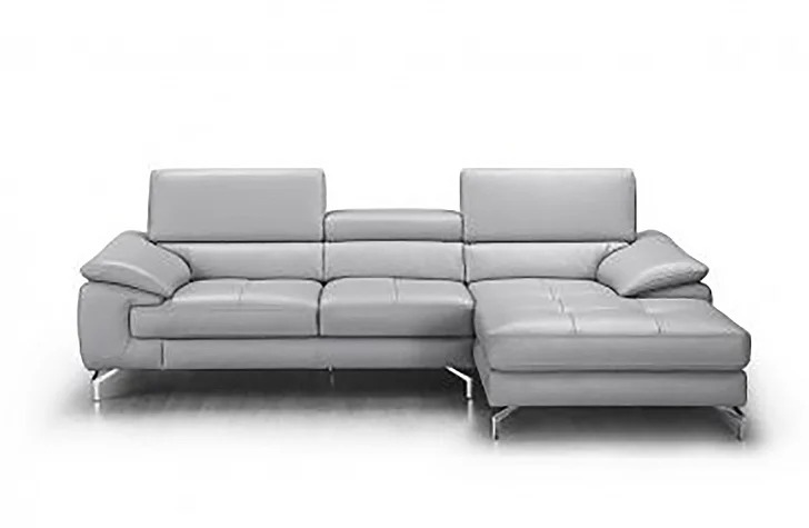 J&M Liam Premium Leather Right Hand Facing Chaise Sectional in Light Grey 18273-RHFC PROMO