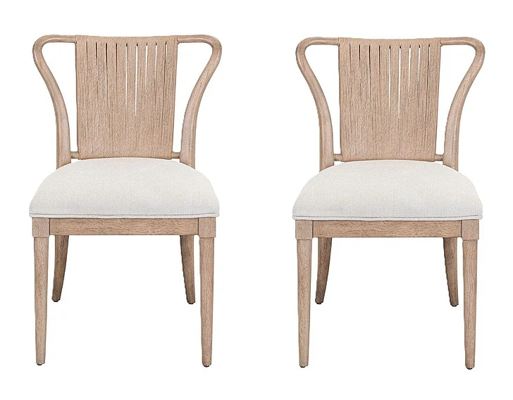 Liberty Furniture Sheridan Pointe Shaped Corded Back Side Chair in Vintage Natural (Set of 2) 611-C9501S
