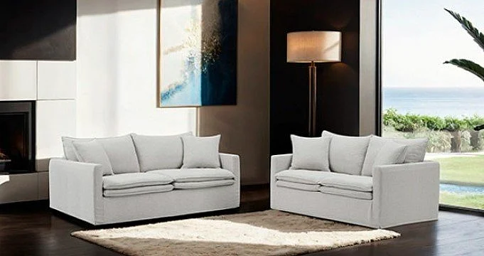 Furniture of America Crayford 2pc Living Room Set in Light Gray