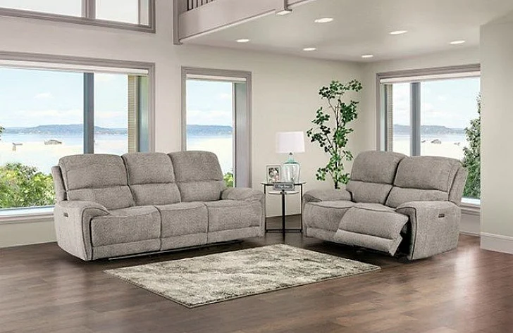 Furniture of America Morcote 2pc Reclining Living Room Set in Light Gray