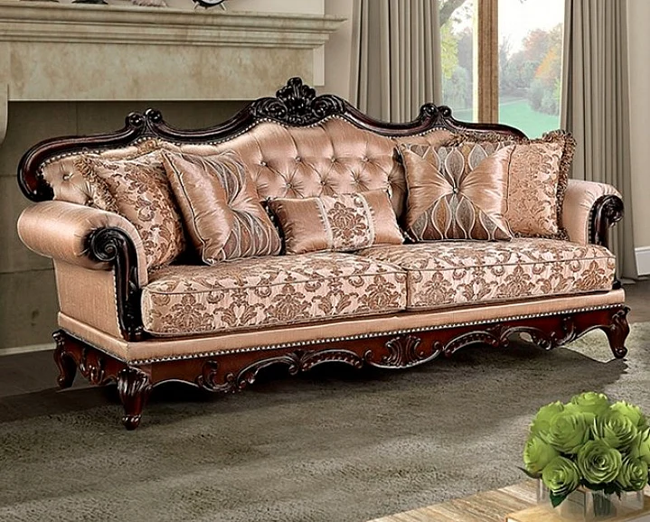 Furniture of America Veracruz Sofa in Dark Cherry/Light Brown FM65002BR-SF