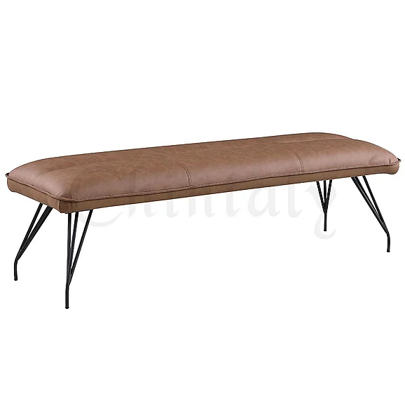 Chintaly Lillian Upholstered Bench w/ Curved Steel Legs LILLIAN-BCH-BRW