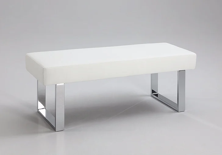 Chintaly Linden Long Bench in White/Chrome LINDEN-BCH-WHT