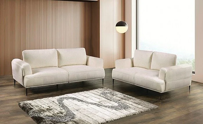 Furniture of America Gladbach 2pc Living Room Set in Linen White