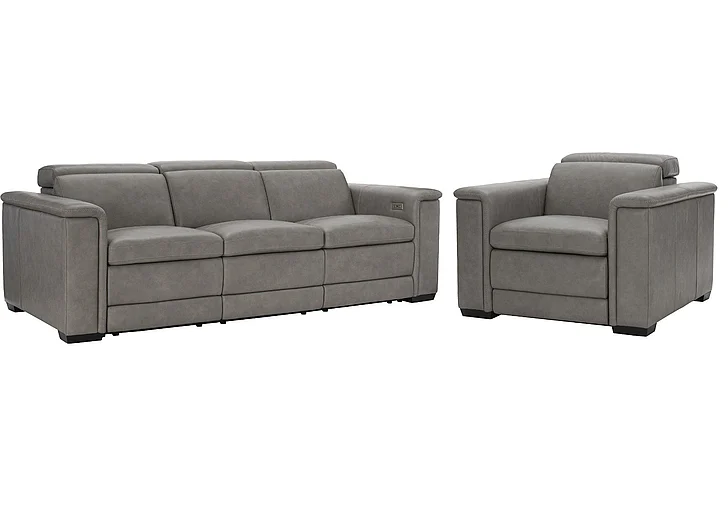 Bernhardt Living Lioni 2pc Leather Living Room Set in Mocha