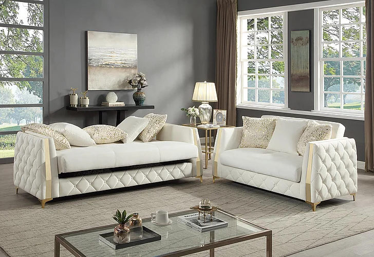 Galaxy Home Lippa 2pc Living Room Set Off White 733569316953