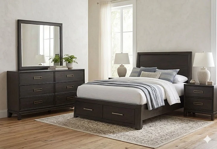 Magnussen Tauren 2pc Storage Bedroom Set in Coffee Bean