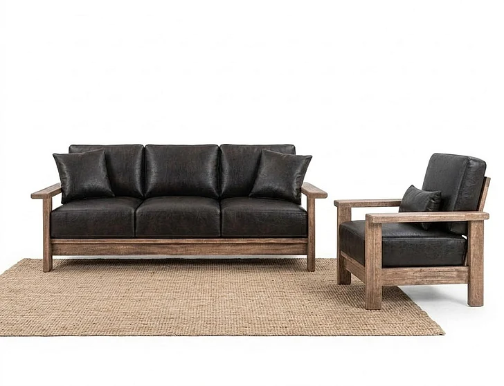 IFD Duna 2pc Living Room Set in Brown Faux Leather