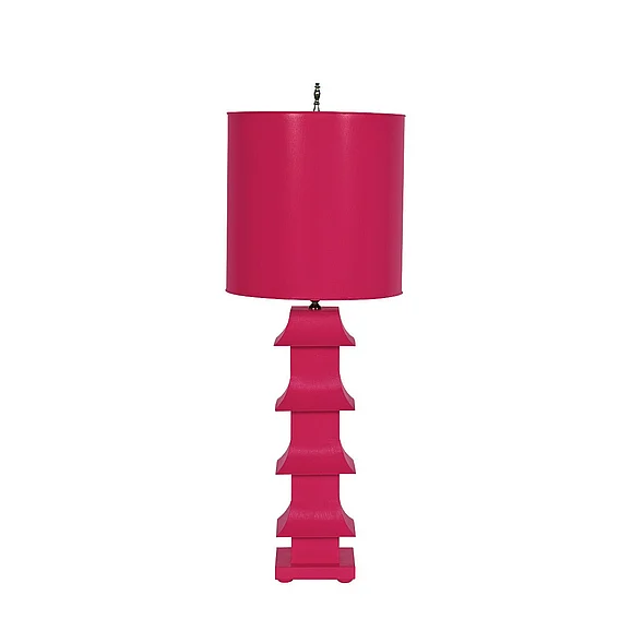 Worlds Away Pagoda Hot Pink Tole Pagoda Lamp LMPHPI