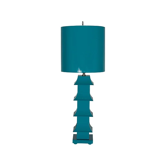 Worlds Away Pagoda Turquoise Tole Pagoda Lamp LMPHTU