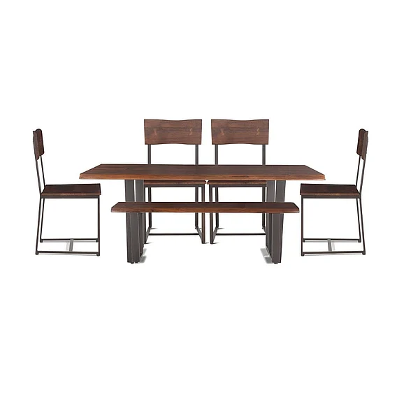 HTD Loft 6pcs 72" Dining Room Set in Walnut
