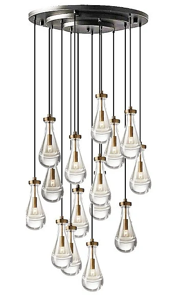Vinci Lighting Loft Chandelier in Aged Brass/Black C88815-AB/BK