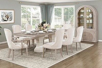 Homelegance Lofton 7pc Rectangular Dining Table Set in Light Gray/White