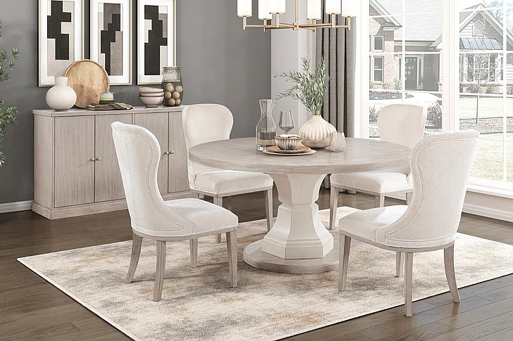 Homelegance Lofton 5pc Dining Table Set in Light Gray/White