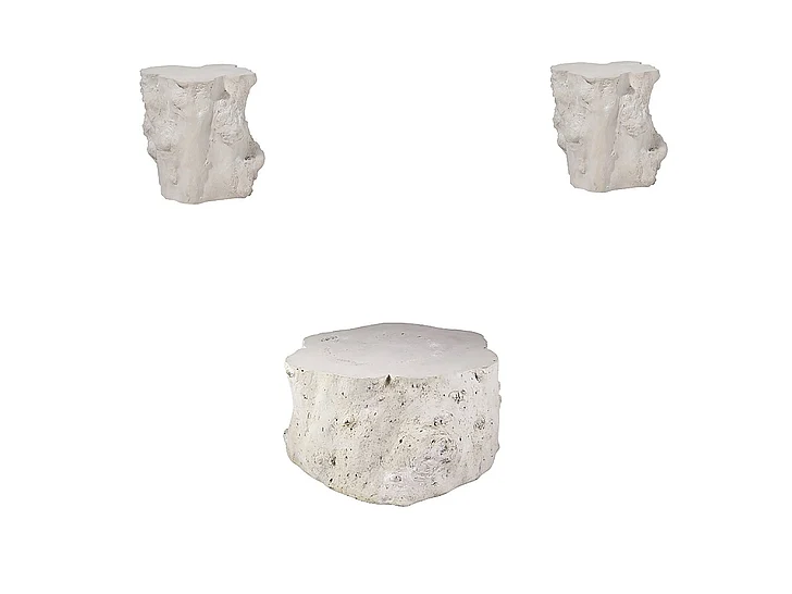 Phillips Log 3pc Occasional Set in Roman Stone