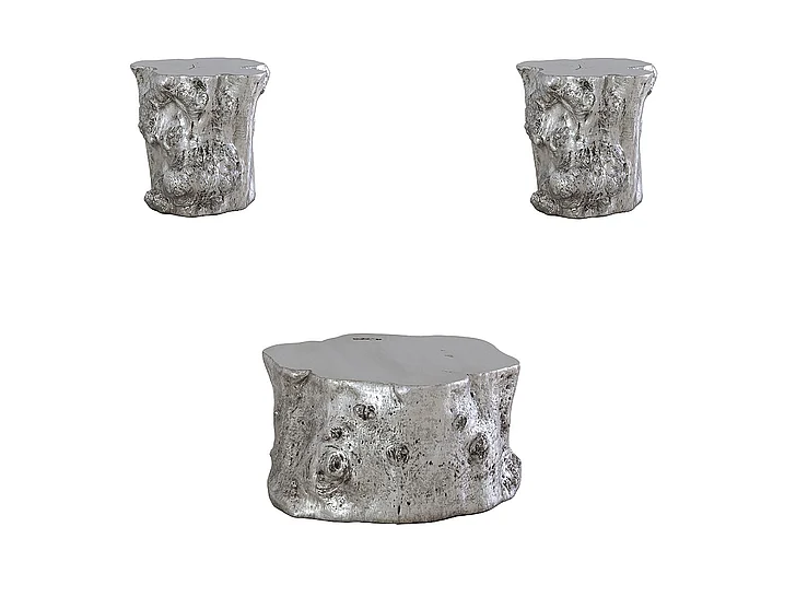 Phillips Log 3pc Occasional Set in Silver