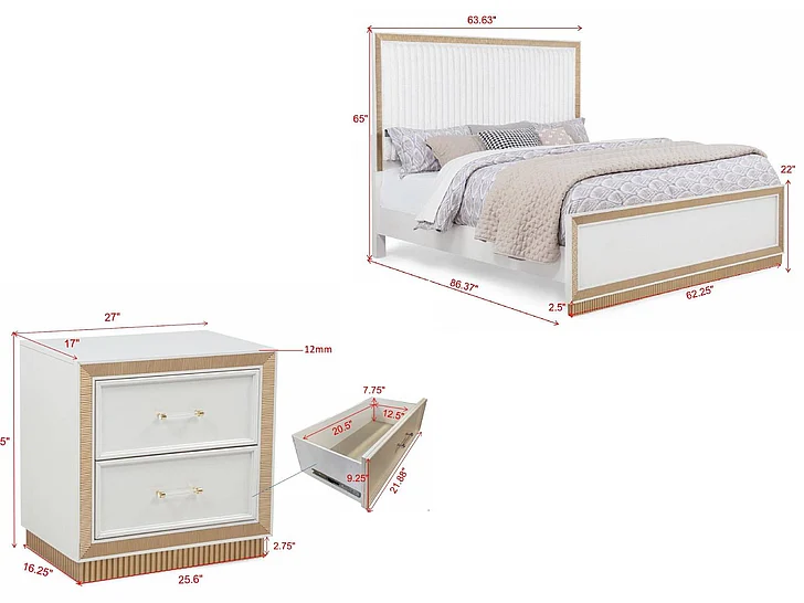 Massa Gallery LOLO 2pc Panel Bedroom Set in Gold