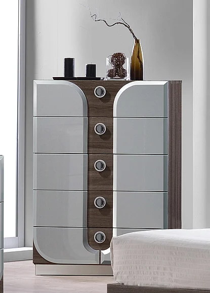 Chintaly London 5 Drawers Chest in Zebra Wood Grain LONDON-CHT