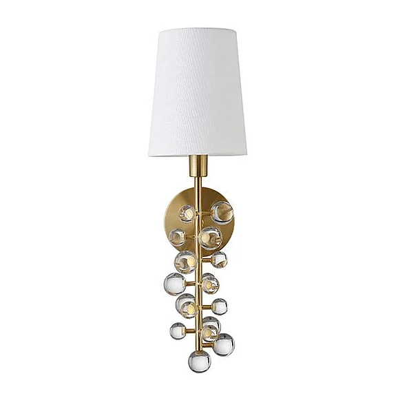 Worlds Away Lottie Acrylic Bubble Sconce in Antique Brass LOTTIE ABR CLOSEOUT
