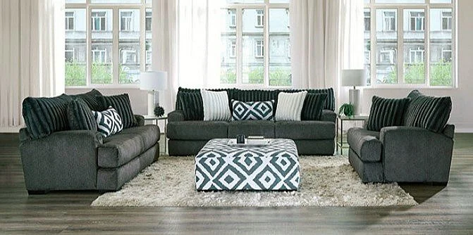 Furniture of America Loughlin 2pc Living Room Set in Gun Metal
